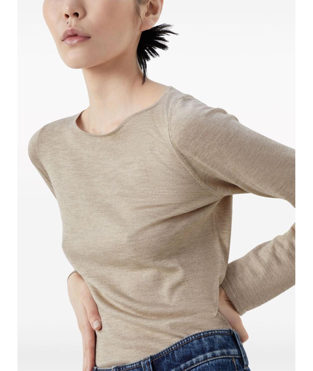 BRUNELLO CUCINELLI Бежевый кашемировый джемпер / свитер, фото 3