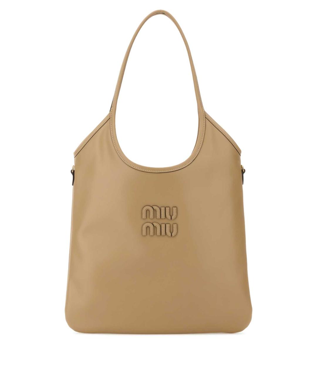 MIU MIU Бежевая кожаная сумка тоут, фото 1