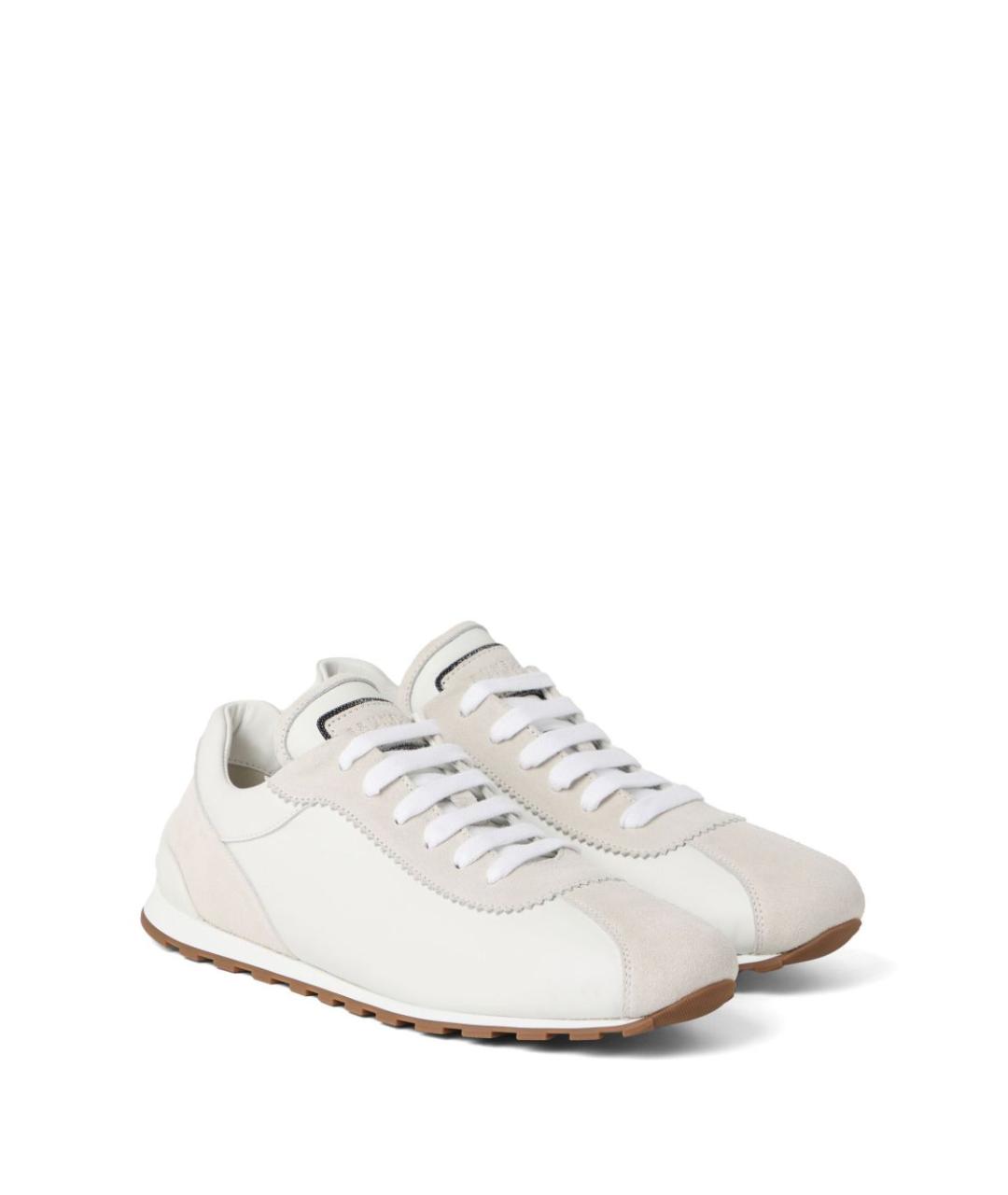 BRUNELLO CUCINELLI Бежевые кожаные кроссовки, фото 4