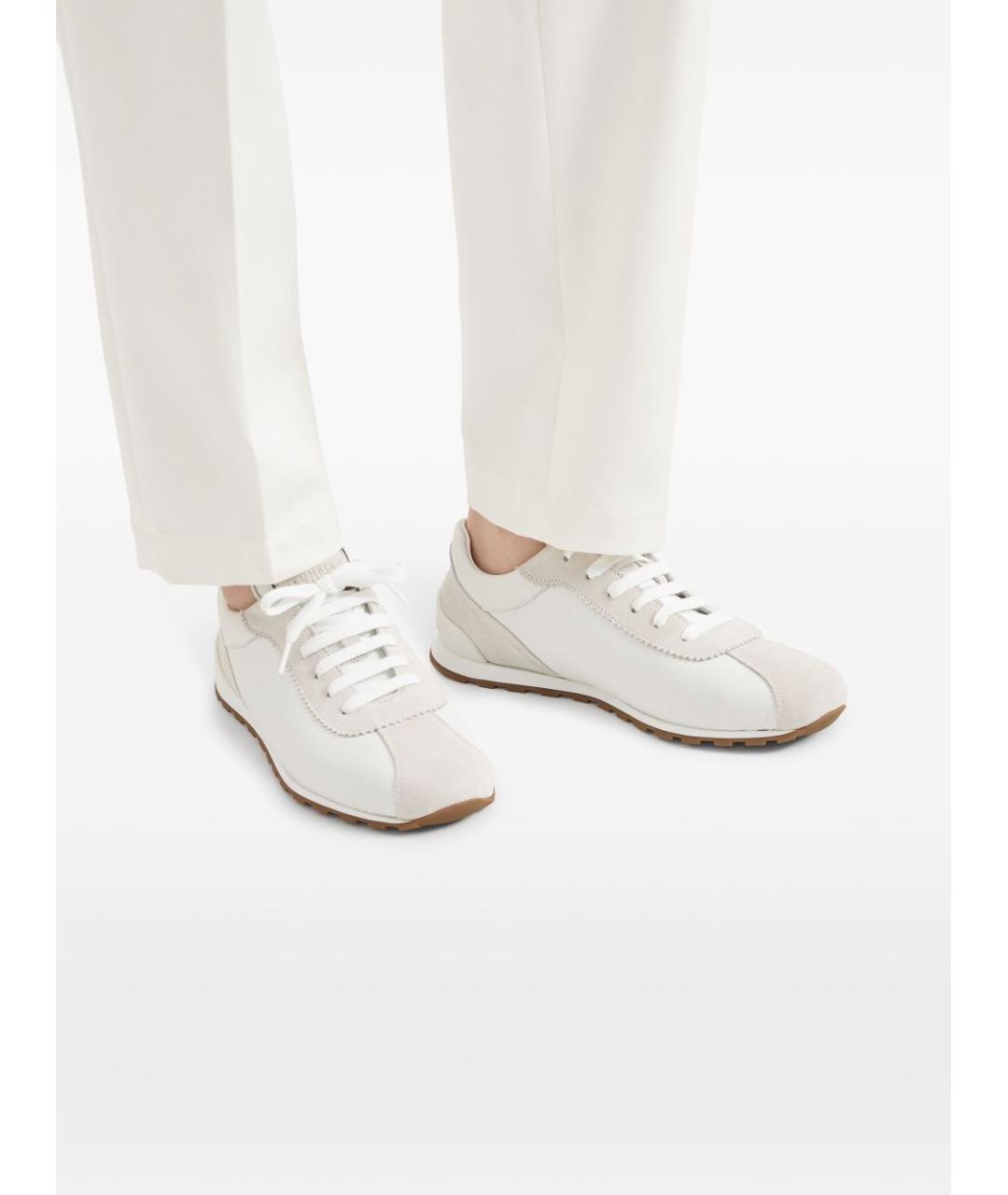 BRUNELLO CUCINELLI Бежевые кожаные кроссовки, фото 3