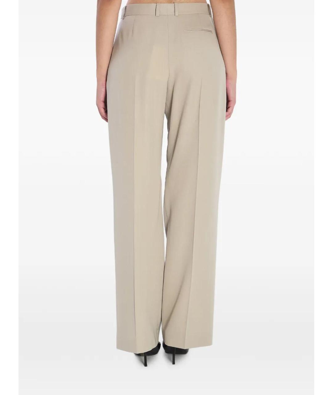 THE ROW Бежевые шерстяные прямые брюки, фото 4