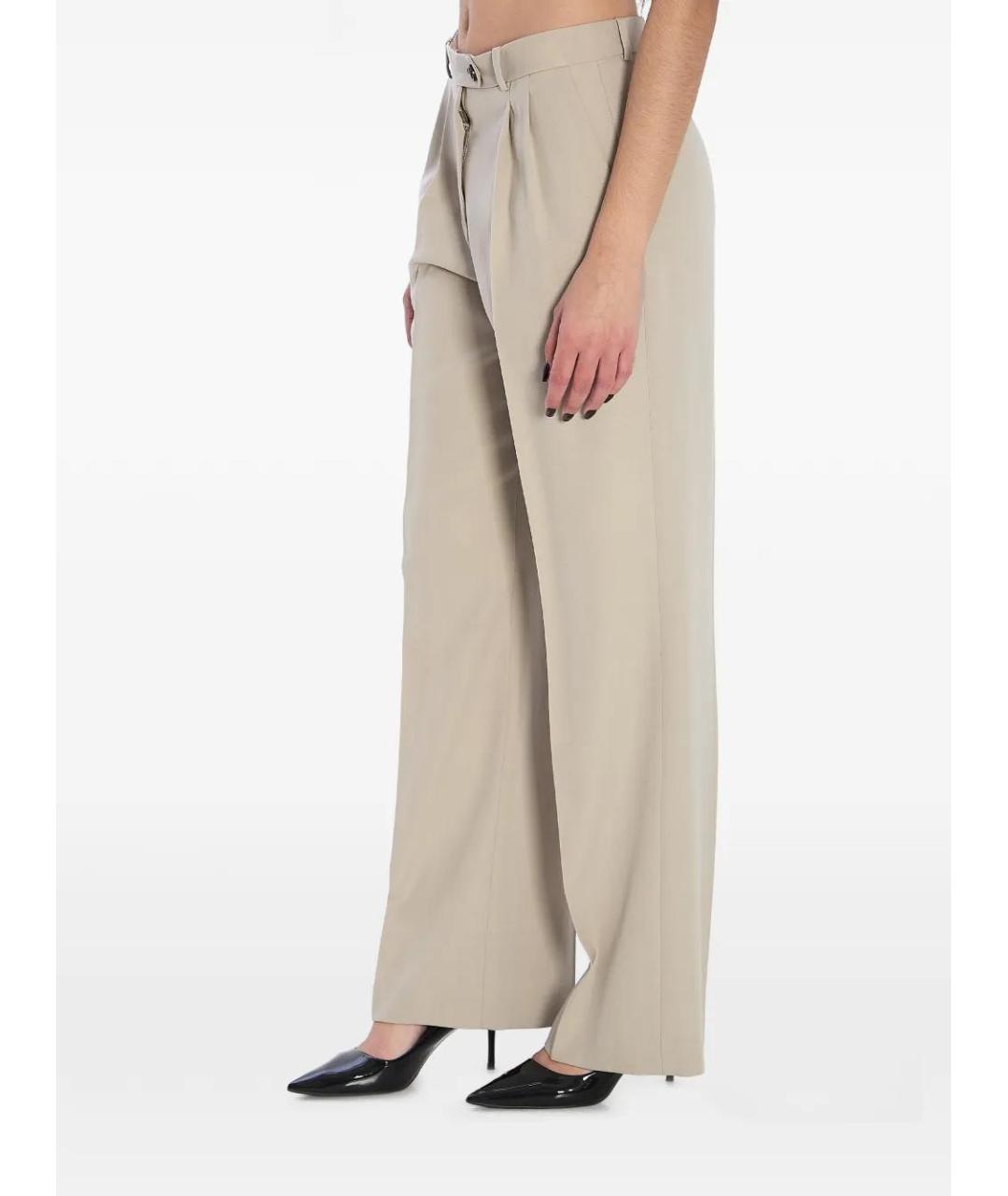 THE ROW Бежевые шерстяные прямые брюки, фото 3