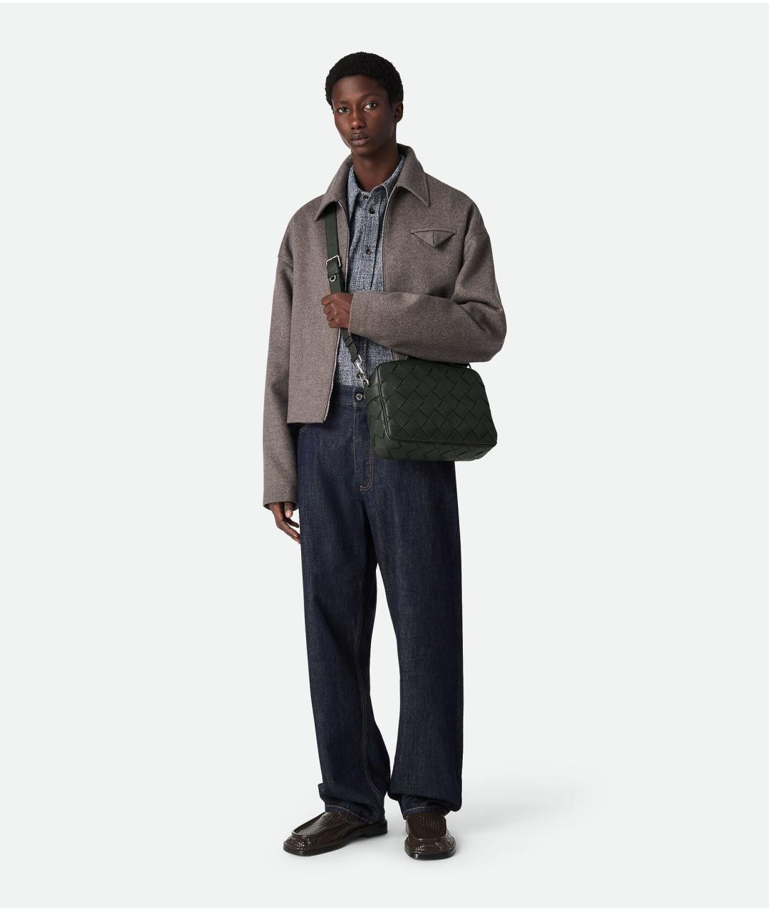 BOTTEGA VENETA Хаки кожаная сумка на плечо, фото 2