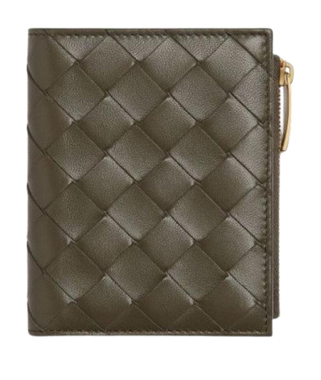 BOTTEGA VENETA Хаки кожаный кошелек, фото 1