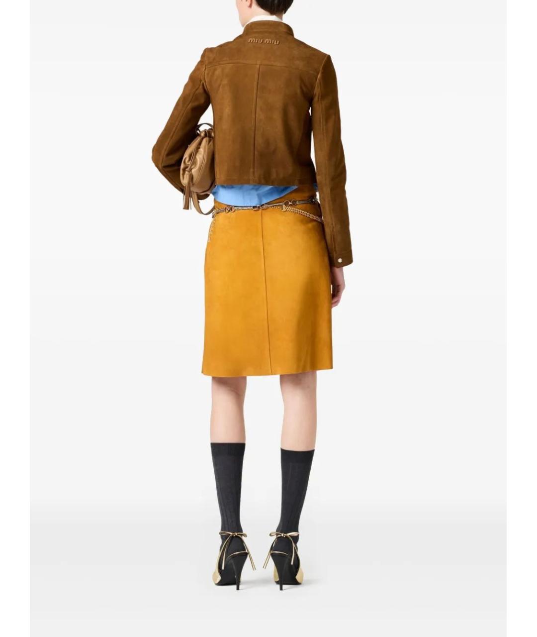 MIU MIU Коричневая кожаная куртка, фото 3