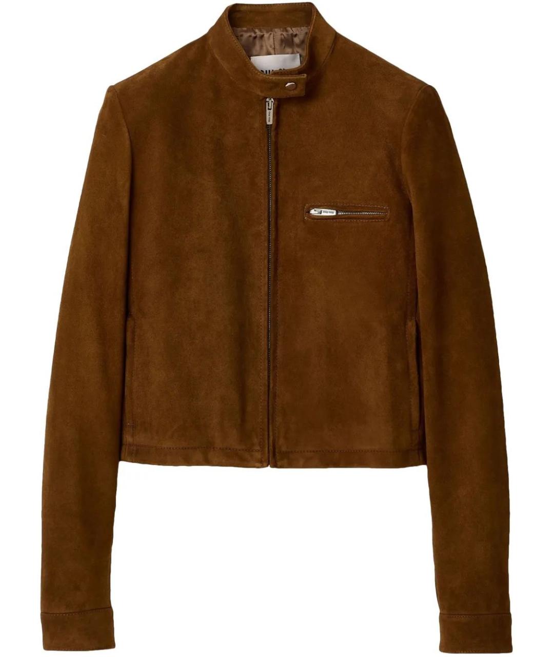 MIU MIU Коричневая кожаная куртка, фото 1