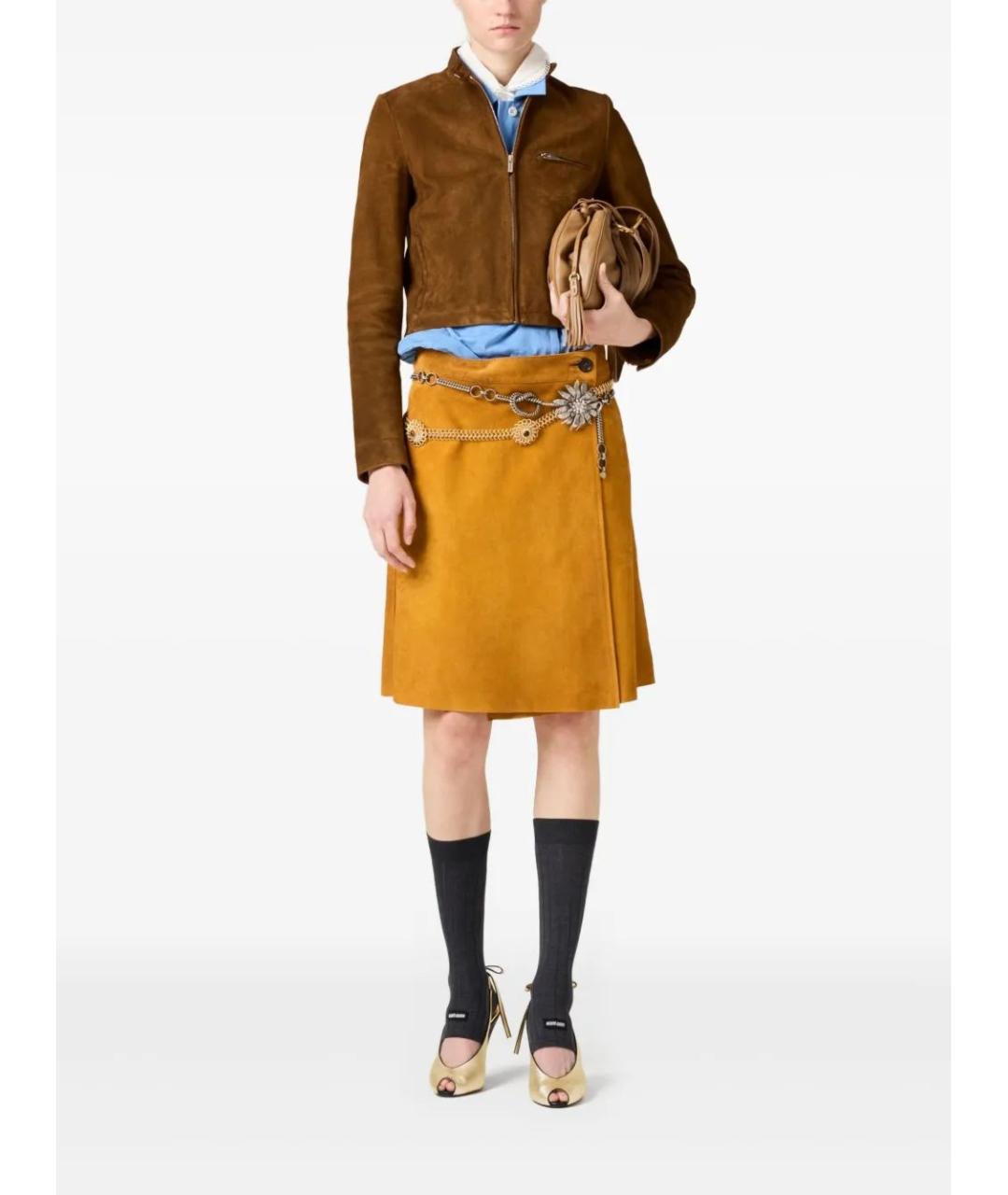 MIU MIU Коричневая кожаная куртка, фото 2