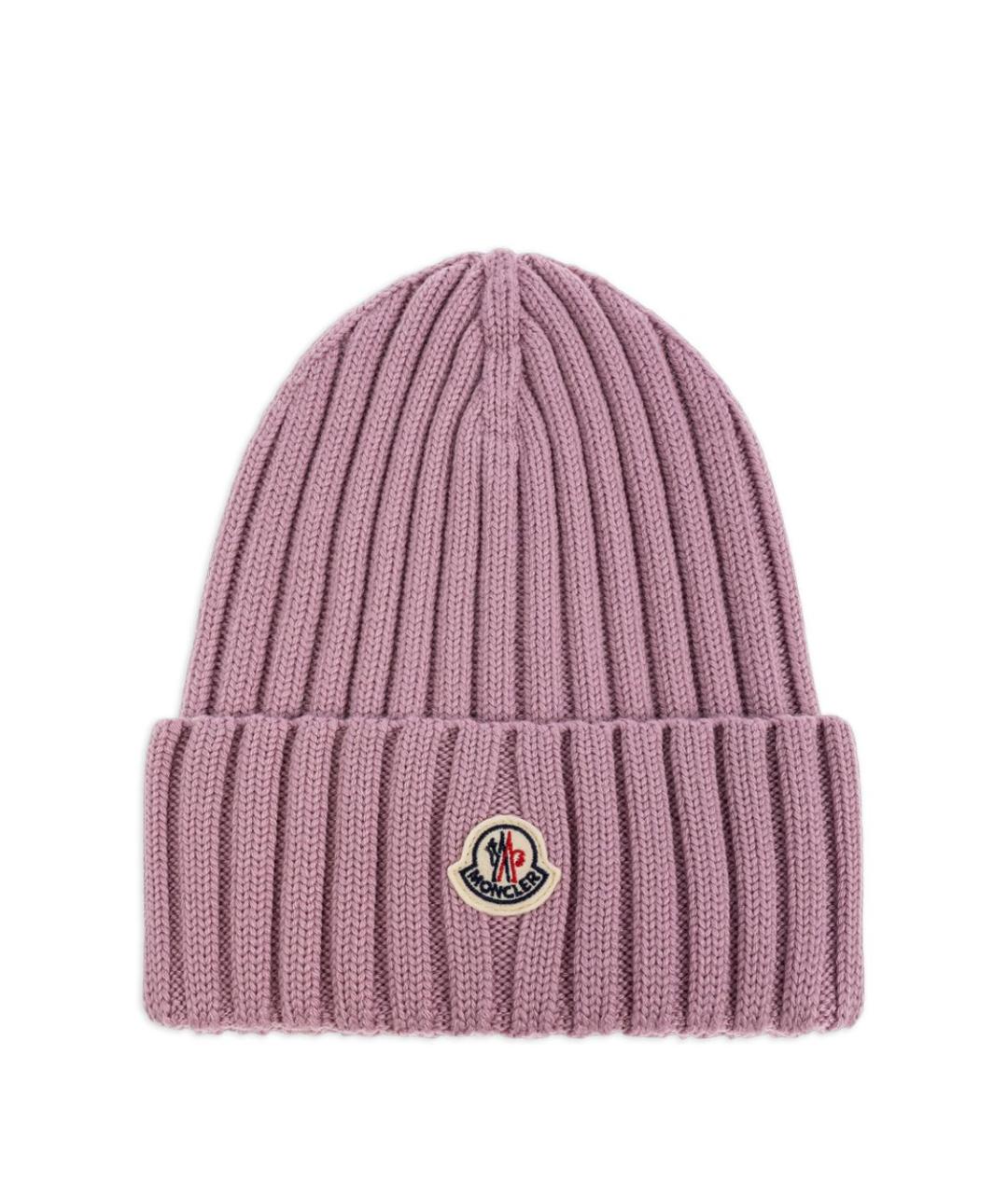 MONCLER Розовая шерстяная шапка, фото 1