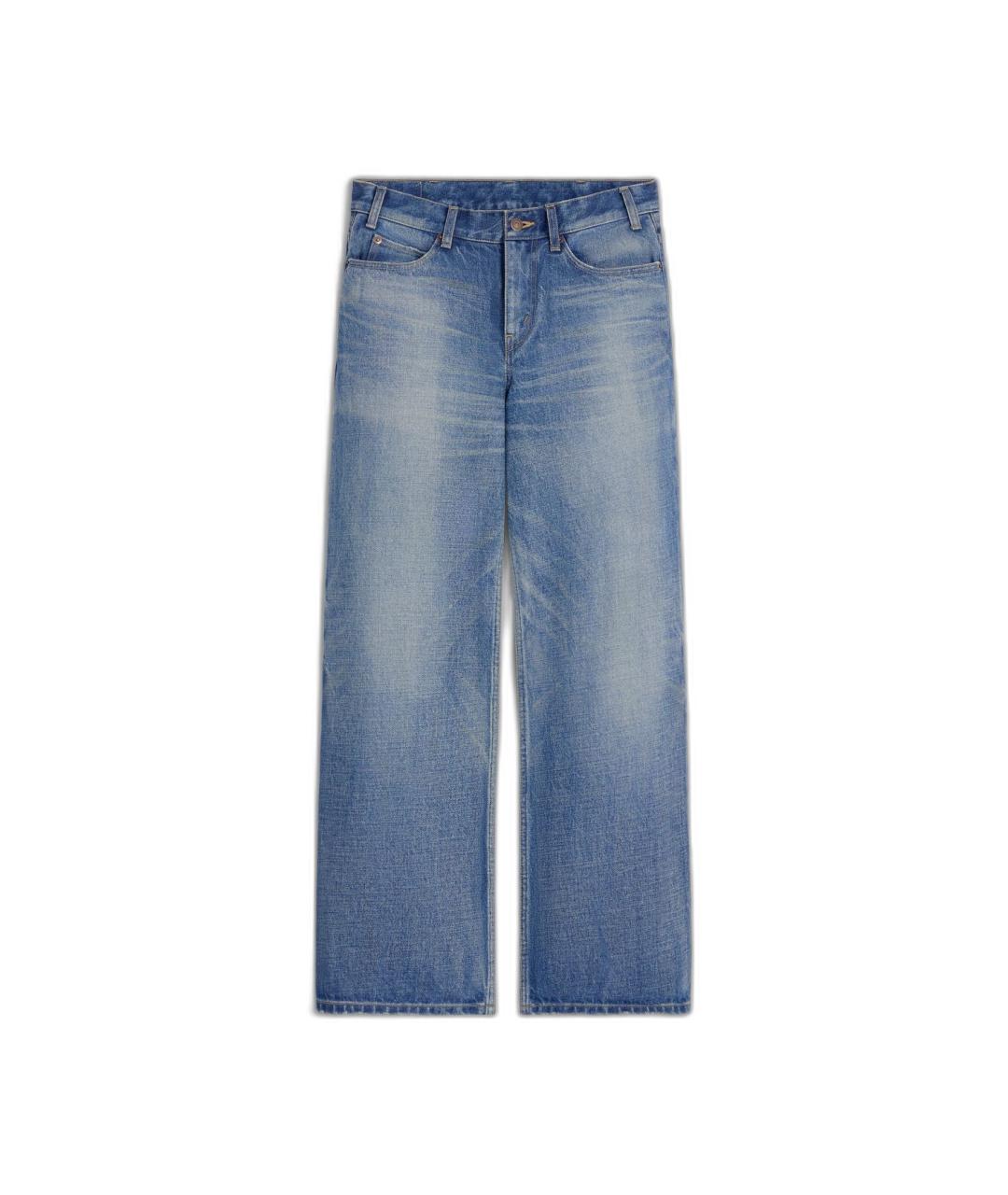 CELINE Синие хлопковые прямые джинсы, фото 1