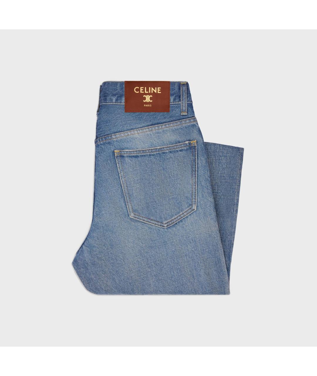 CELINE Синие хлопковые прямые джинсы, фото 2