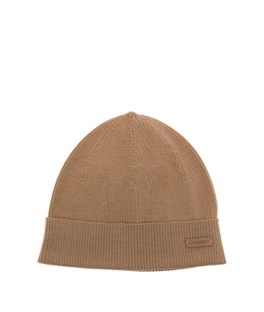 SAINT LAURENT Бежевая шерстяная шапка, фото 1