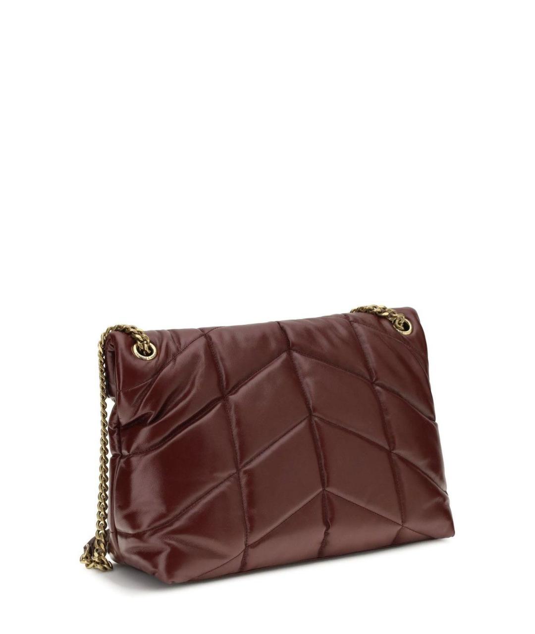 SAINT LAURENT Бордовая кожаная сумка через плечо, фото 2