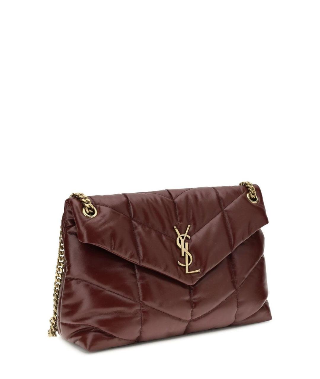 SAINT LAURENT Бордовая кожаная сумка через плечо, фото 3