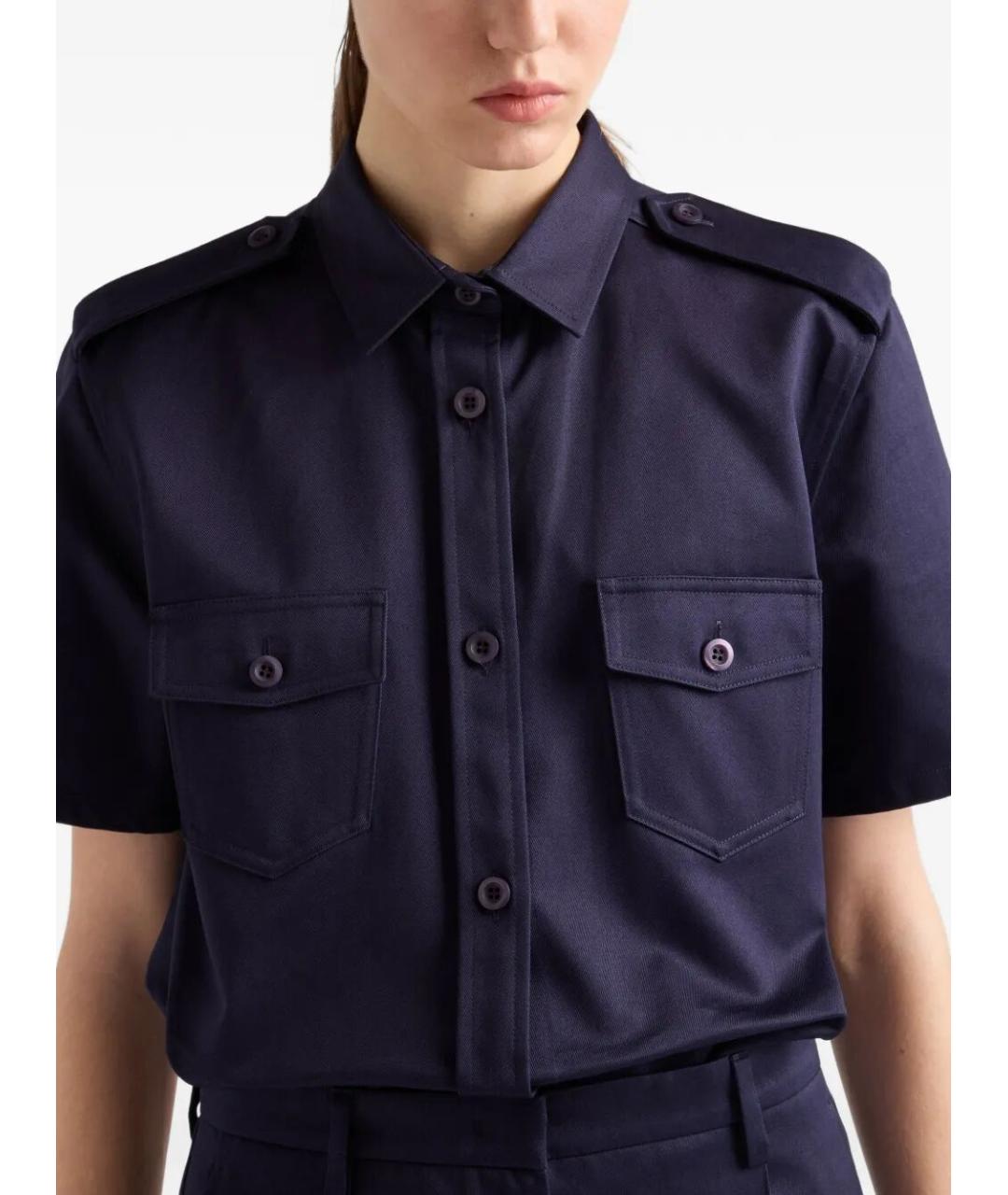 PRADA Темно-синяя хлопковая рубашка, фото 3