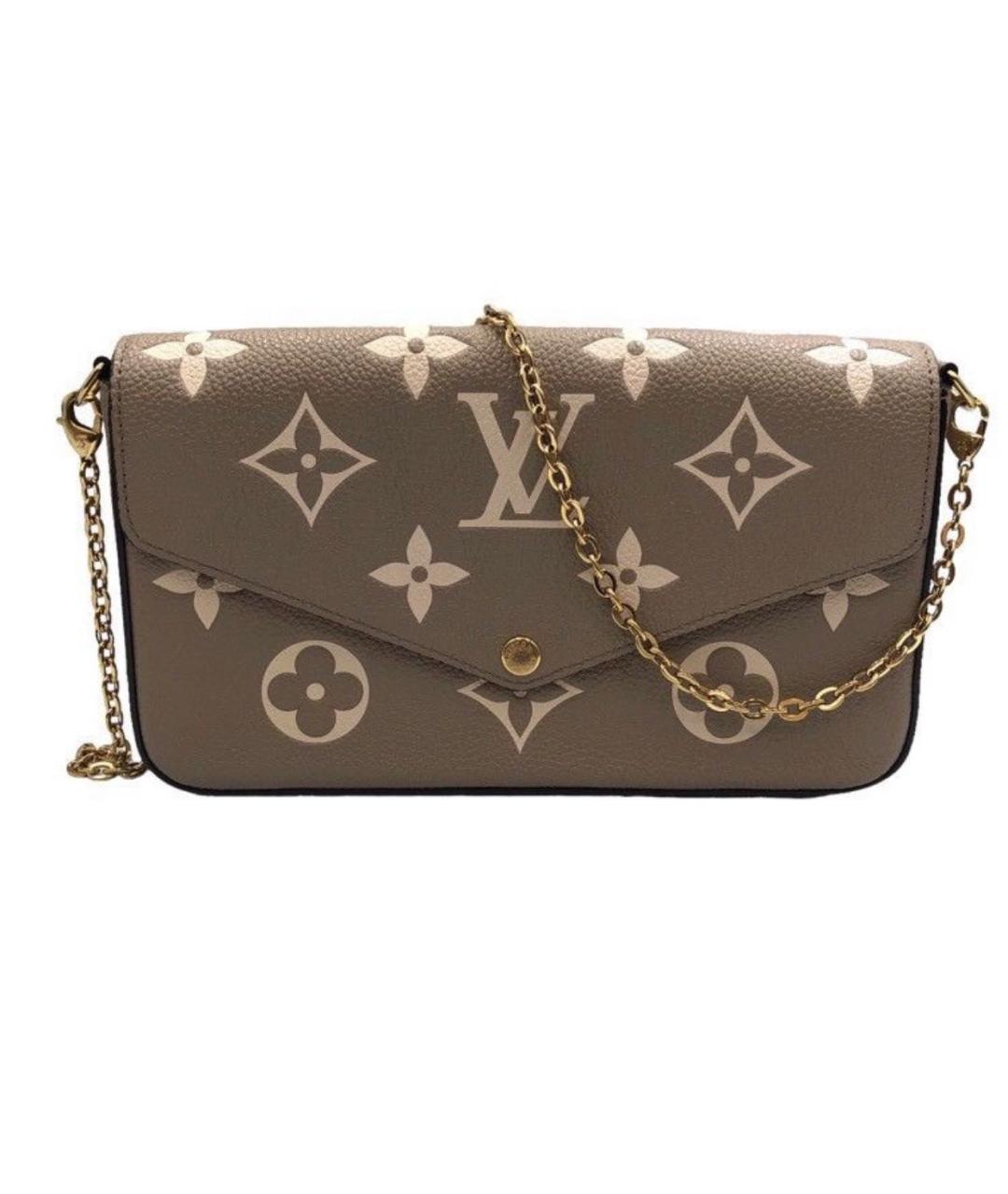 LOUIS VUITTON Бежевая кожаная сумка через плечо, фото 7