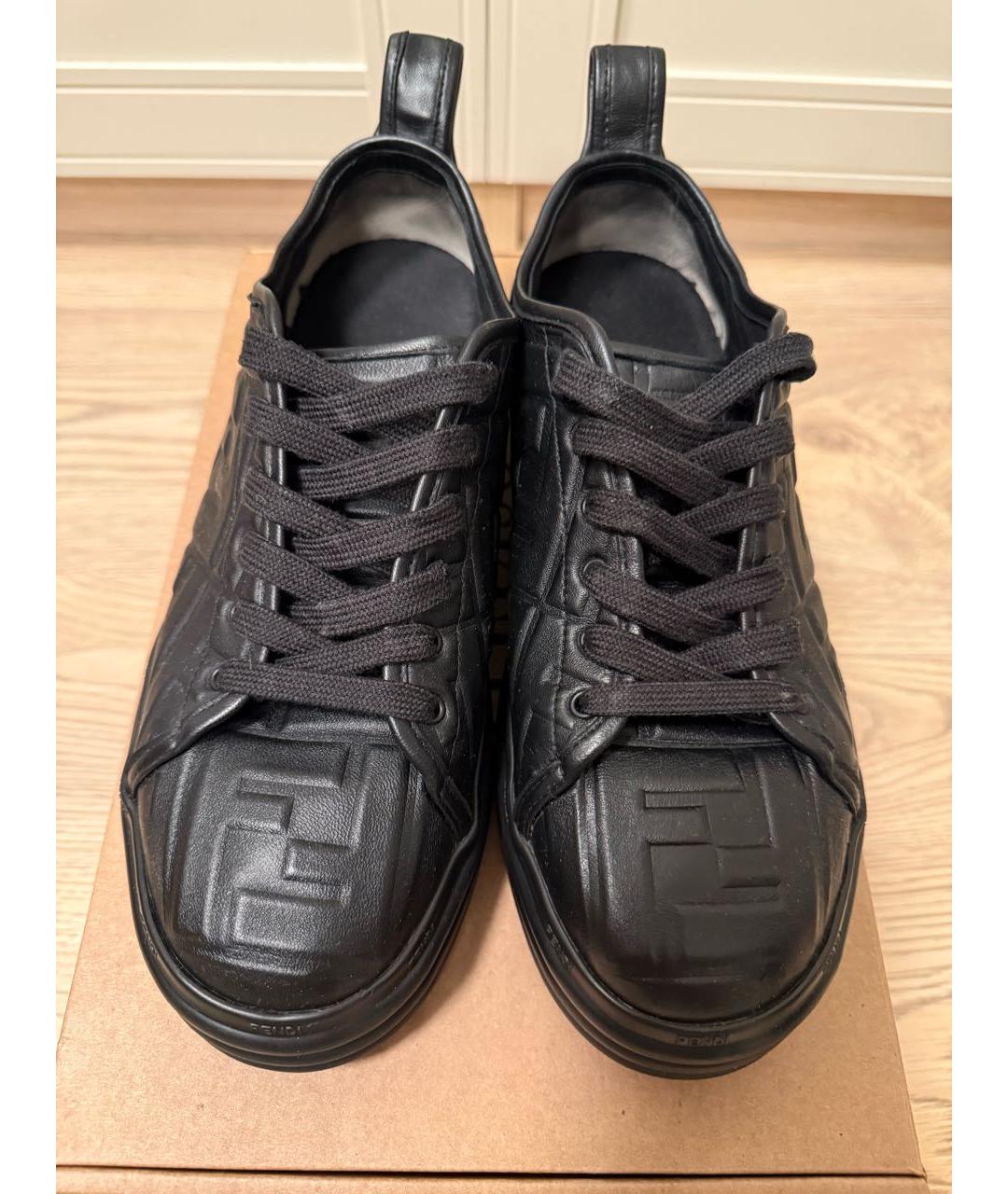FENDI Черные кожаные кеды, фото 2