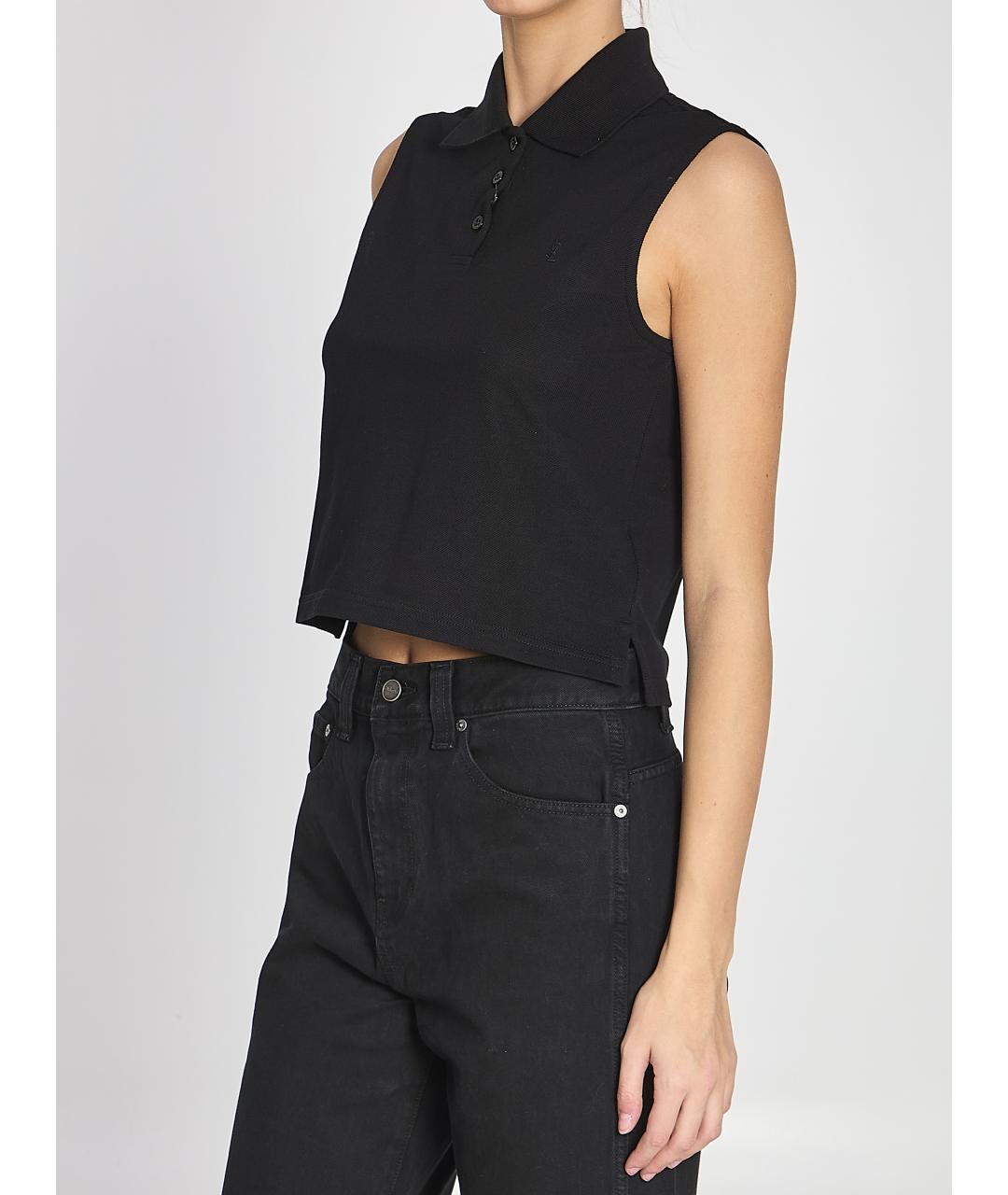 SAINT LAURENT Черная хлопковая футболка, фото 2