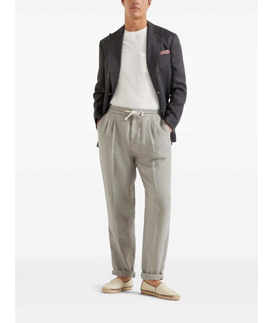 BRUNELLO CUCINELLI Льняные повседневные брюки, фото 2