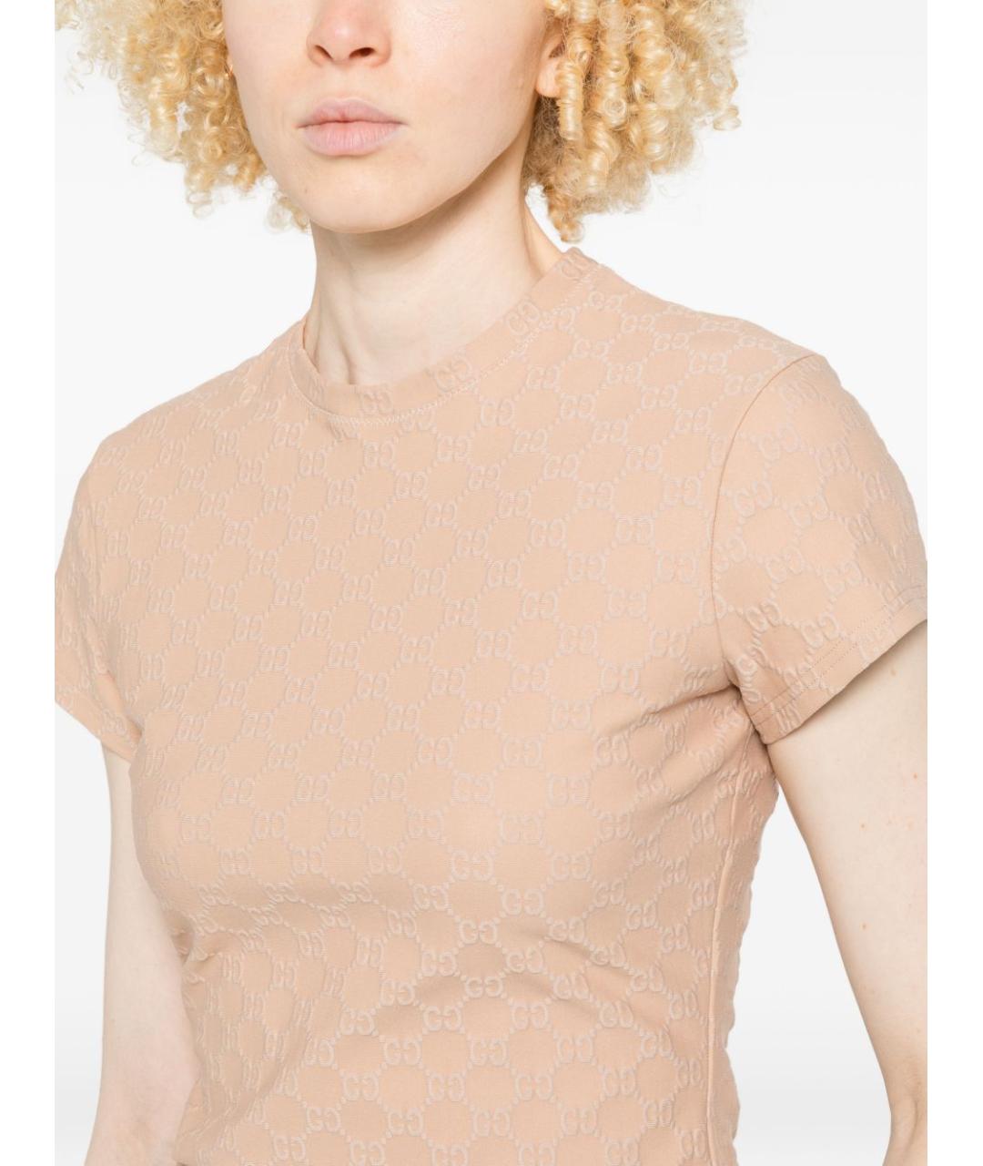GUCCI Бежевая полиамидовая футболка, фото 2