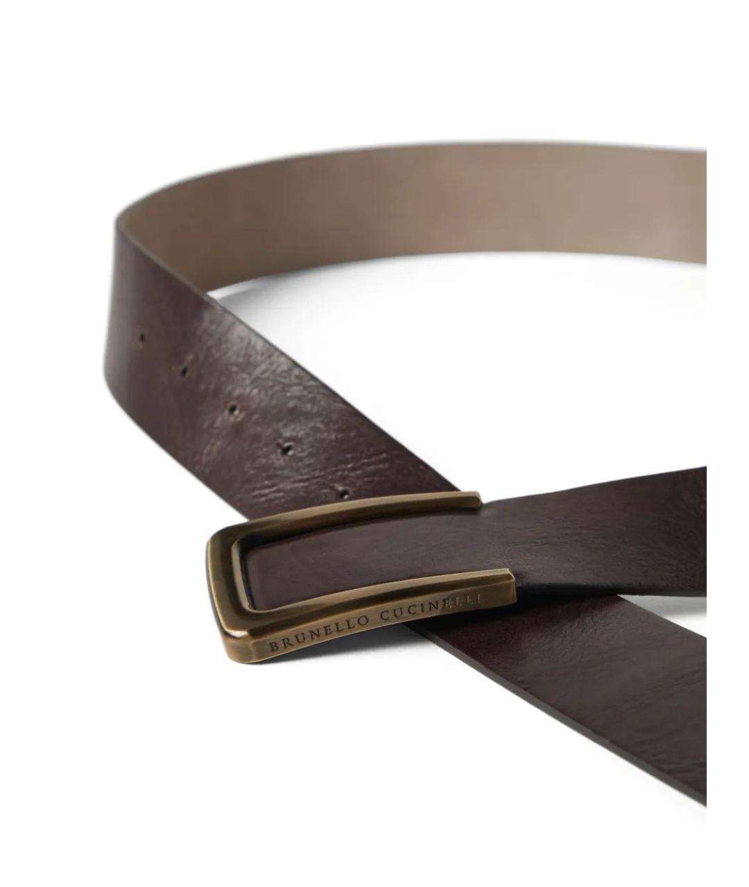 BRUNELLO CUCINELLI Коричневый кожаный ремень, фото 3