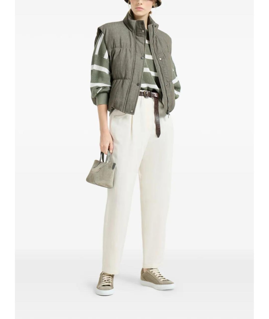 BRUNELLO CUCINELLI Белые вискозные прямые брюки, фото 2