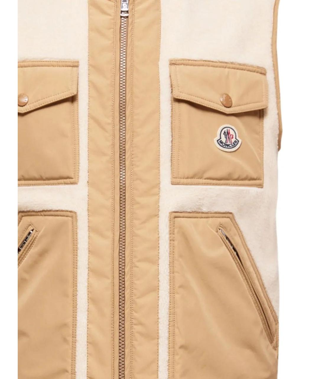 MONCLER Бежевый полиэстеровый жилет, фото 2