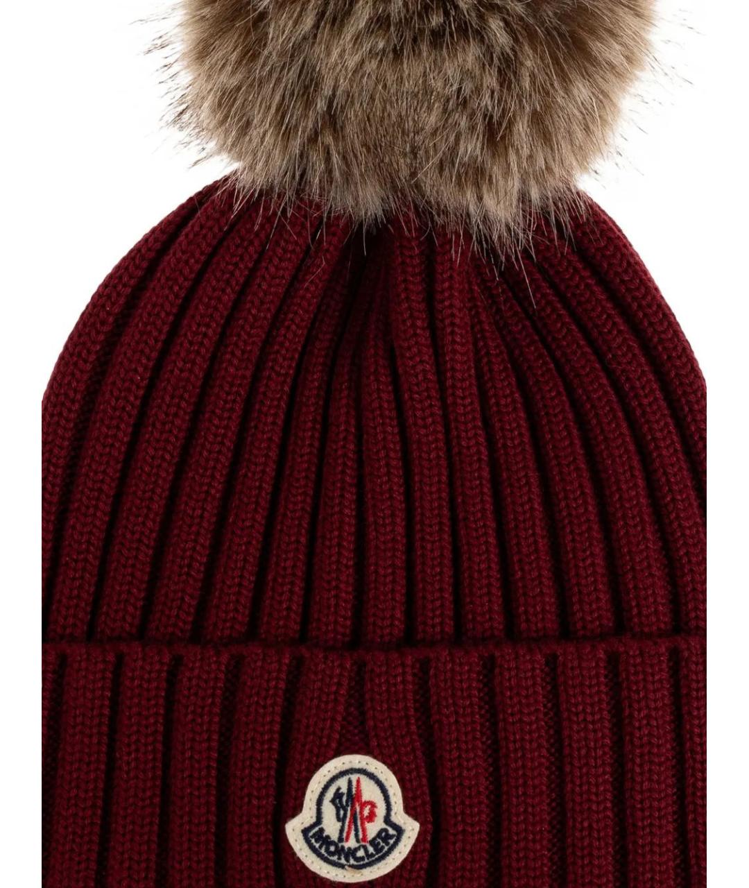 MONCLER Красная шерстяная шапка, фото 3