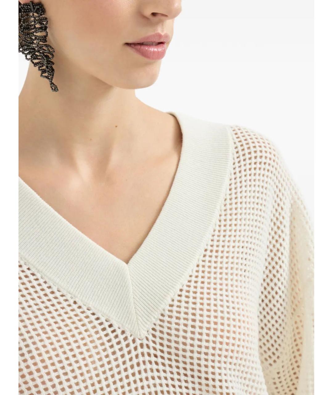 BRUNELLO CUCINELLI Бежевый кашемировый джемпер / свитер, фото 5