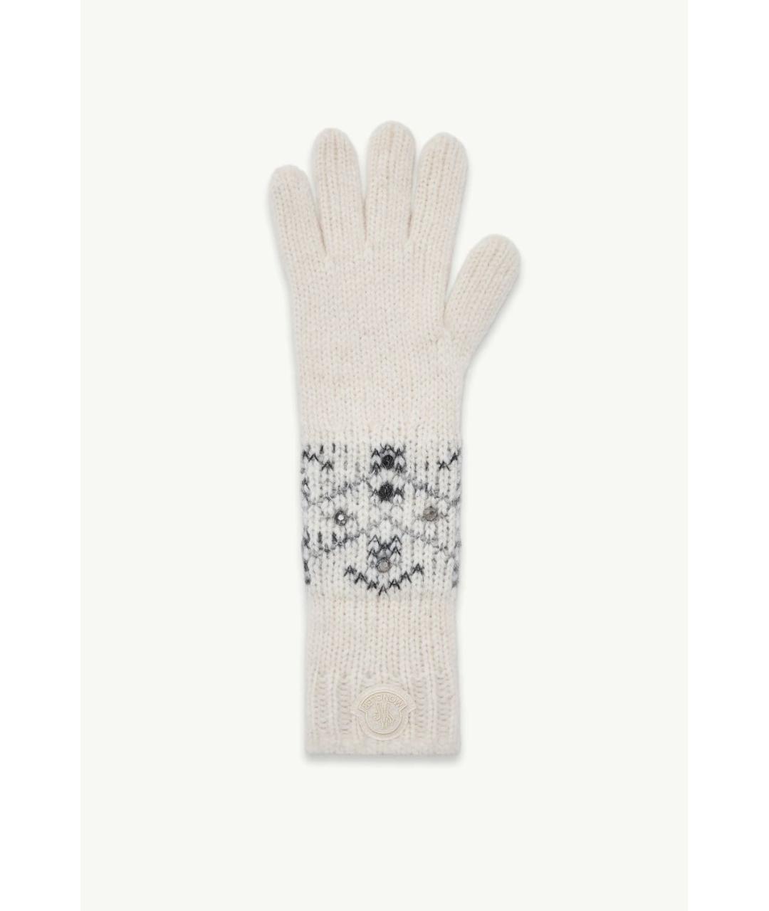 MONCLER Белые шерстяные перчатки, фото 4