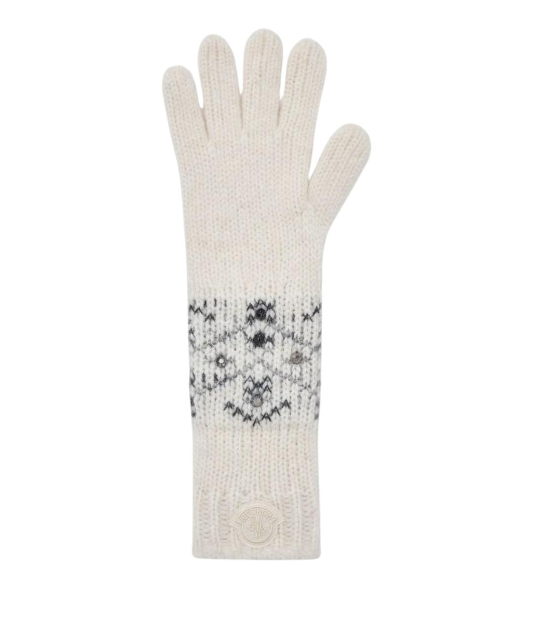 MONCLER Белые шерстяные перчатки, фото 1
