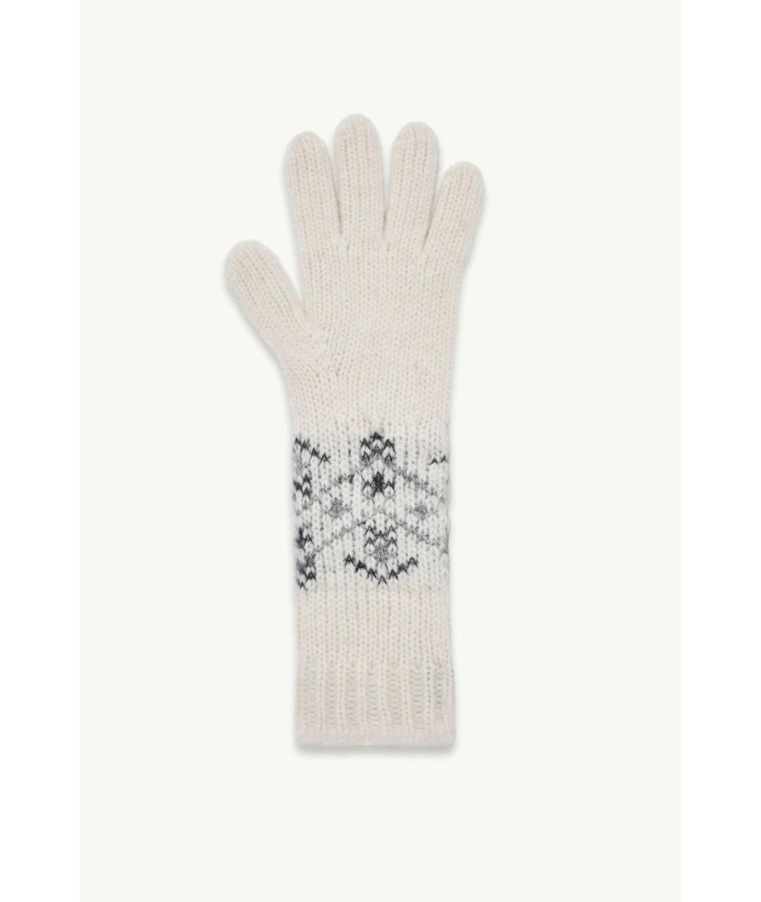 MONCLER Белые шерстяные перчатки, фото 3