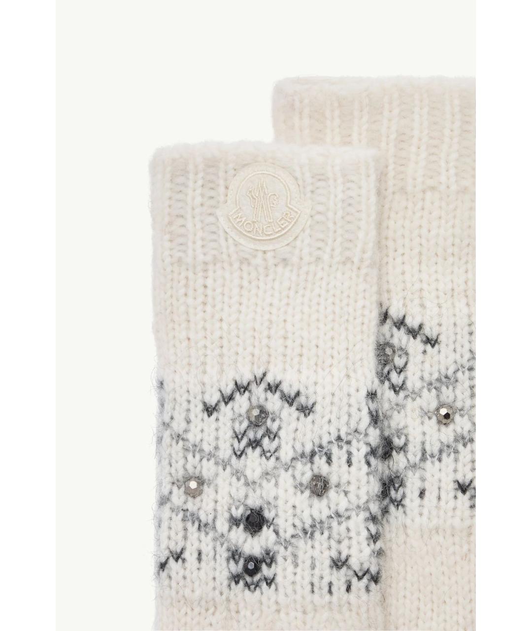 MONCLER Белые шерстяные перчатки, фото 2
