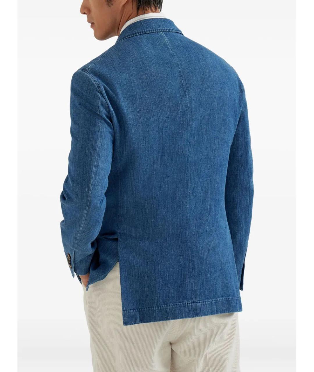 BRUNELLO CUCINELLI Синий хлопковый пиджак, фото 4