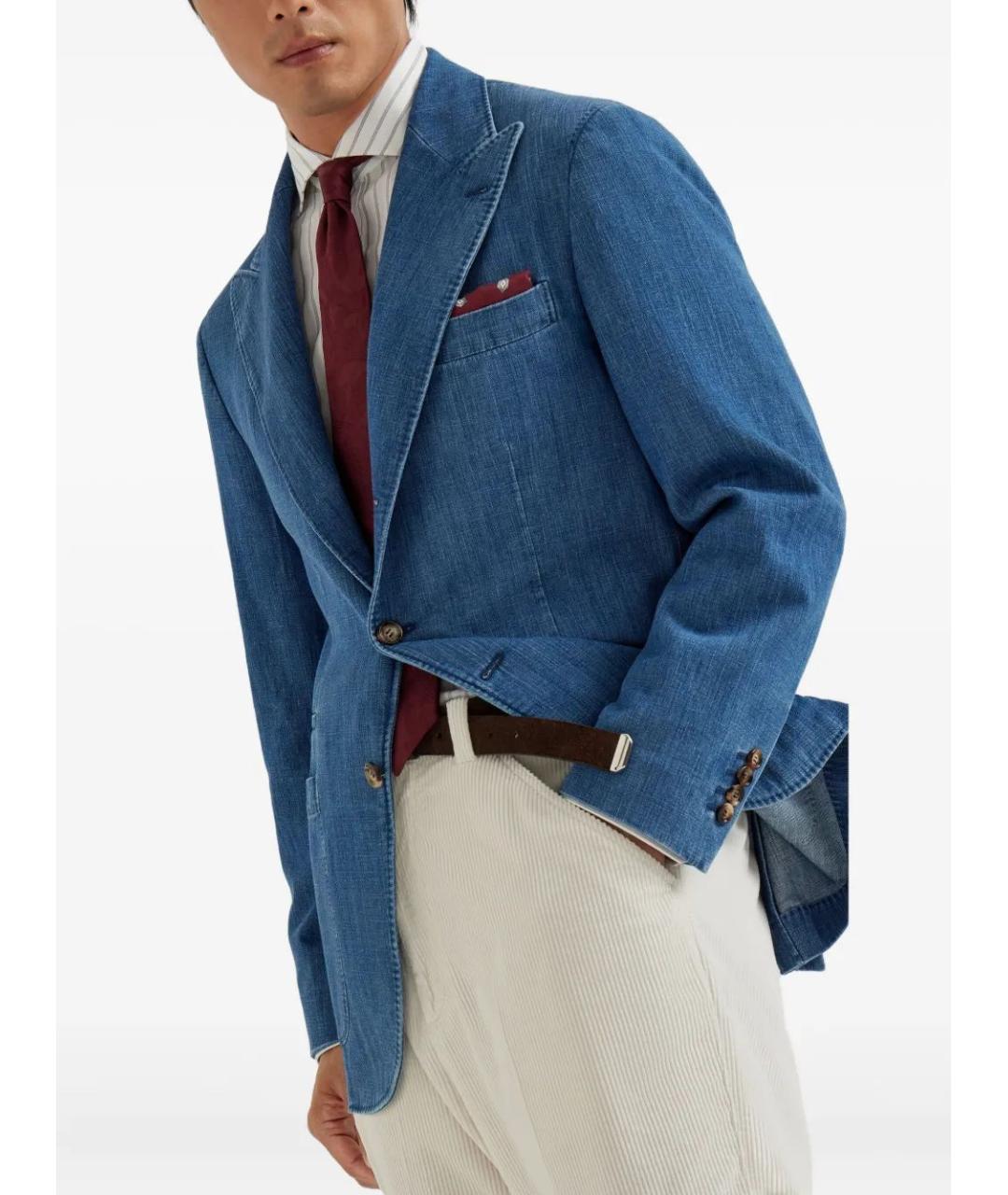 BRUNELLO CUCINELLI Синий хлопковый пиджак, фото 3