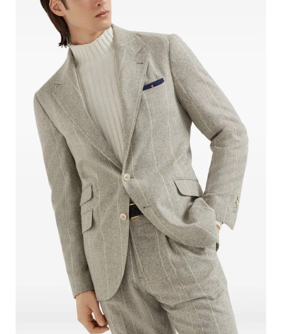 BRUNELLO CUCINELLI Бежевый шерстяной пиджак, фото 3