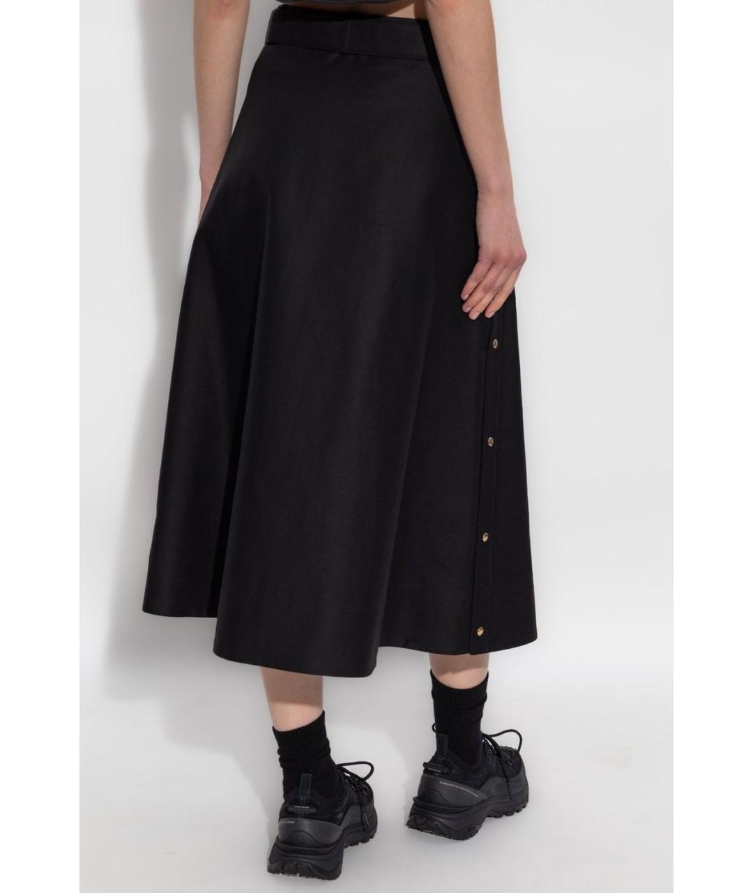 MONCLER Черная кожаная юбка миди, фото 3