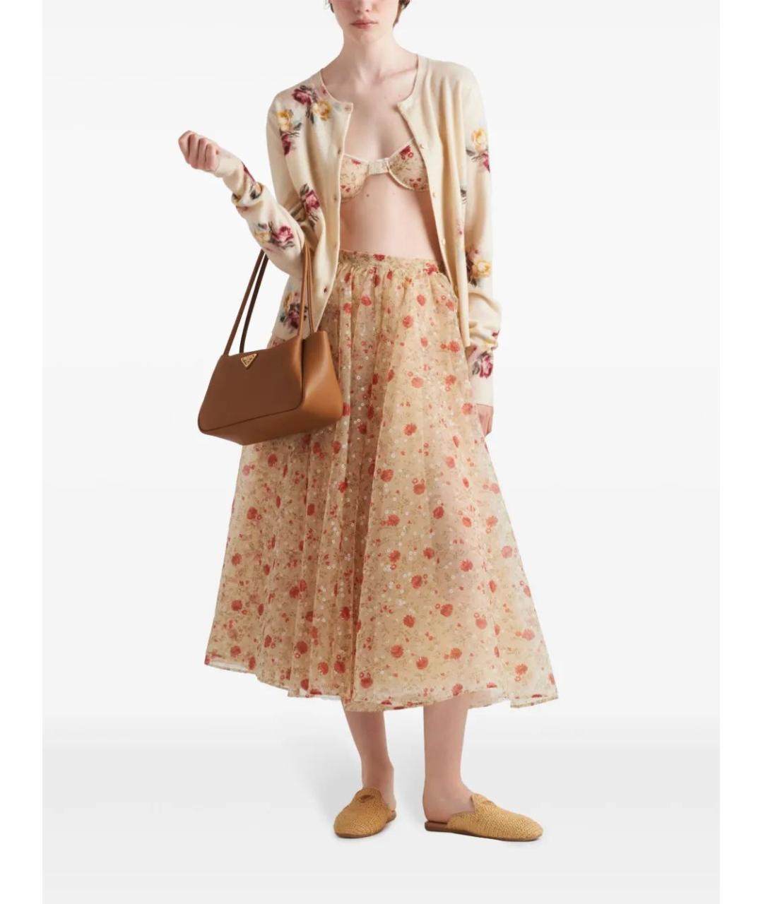 PRADA Мульти полиэстеровая юбка миди, фото 2