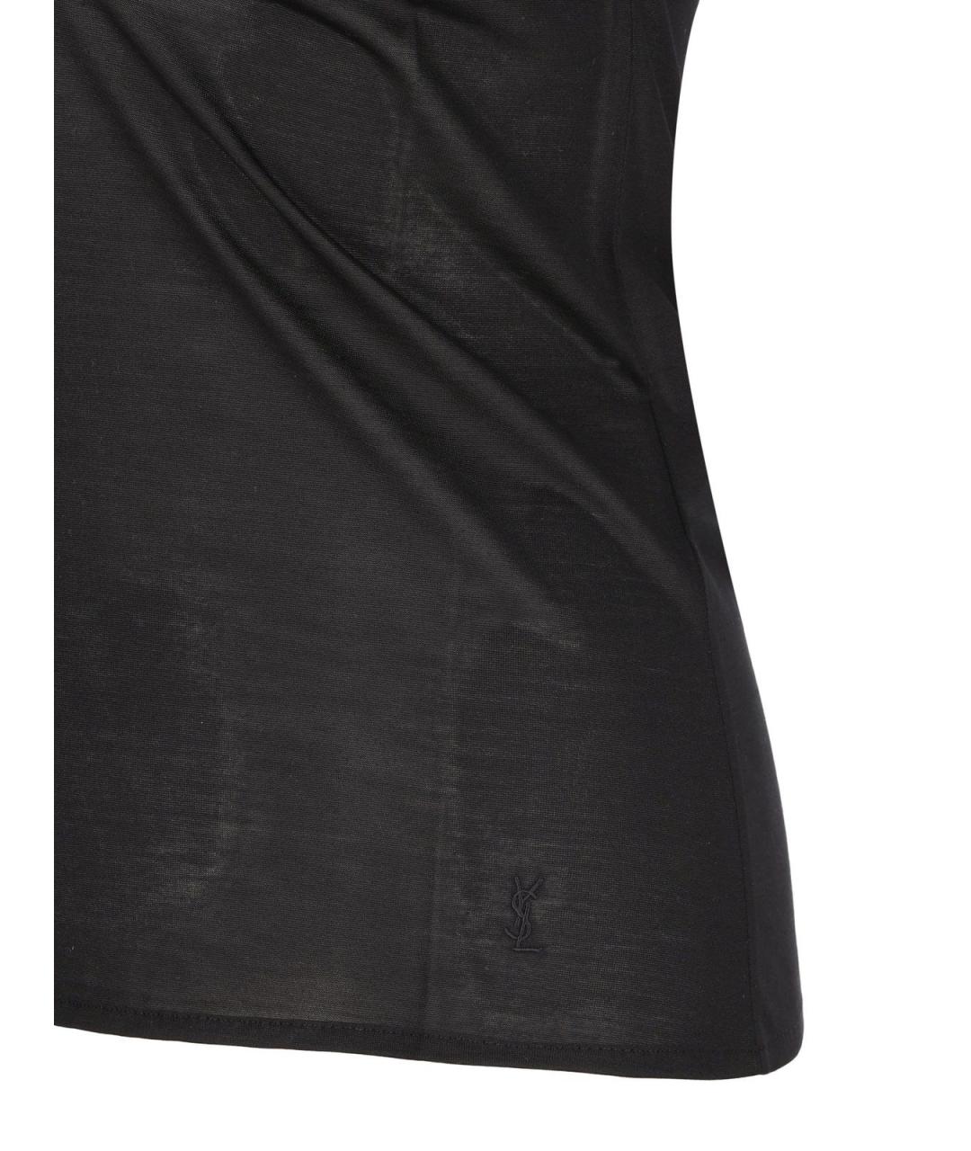 SAINT LAURENT Черная шелковая майка, фото 3