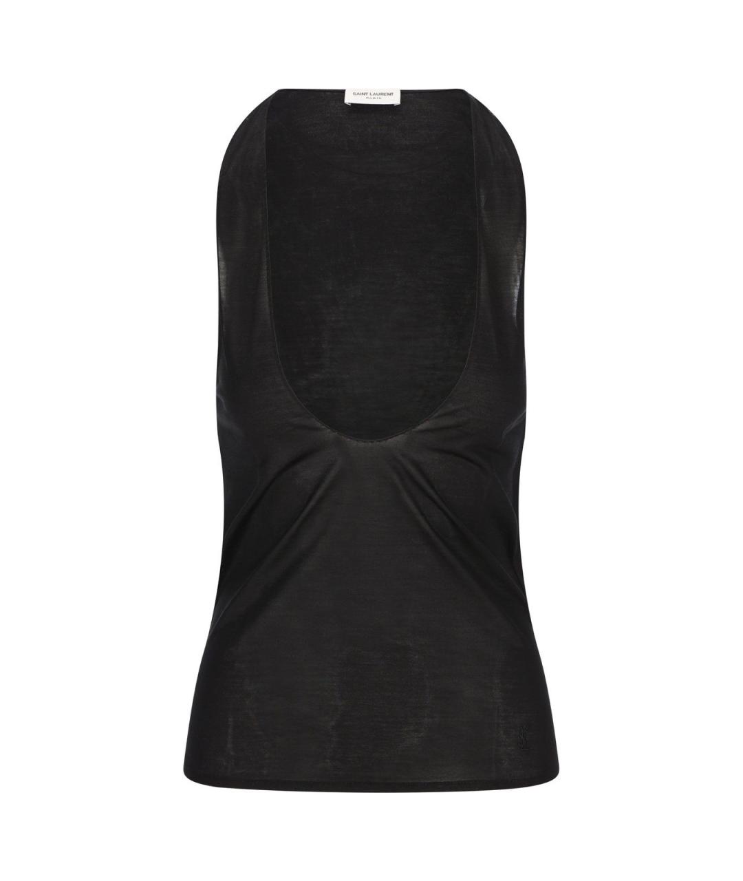 SAINT LAURENT Черная шелковая майка, фото 1