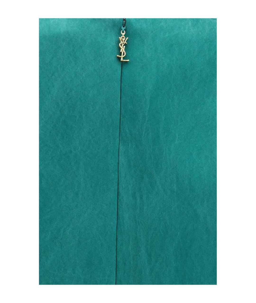 SAINT LAURENT Зеленые шелковое коктейльное платье, фото 3