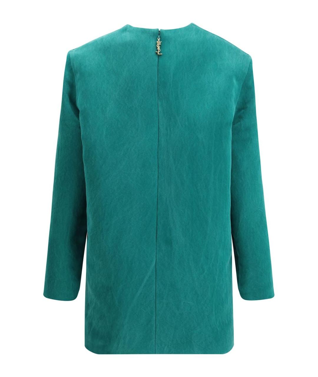 SAINT LAURENT Зеленые шелковое коктейльное платье, фото 2