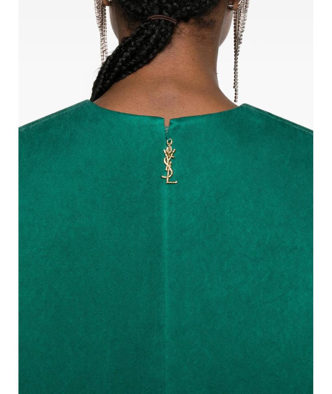 SAINT LAURENT Зеленые шелковое коктейльное платье, фото 5