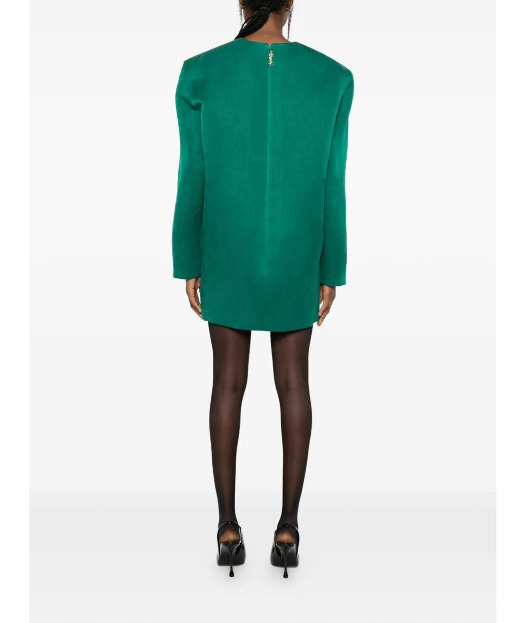 SAINT LAURENT Зеленые шелковое коктейльное платье, фото 4