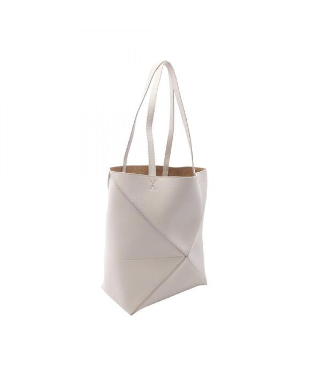 LOEWE Белая кожаная сумка тоут, фото 3