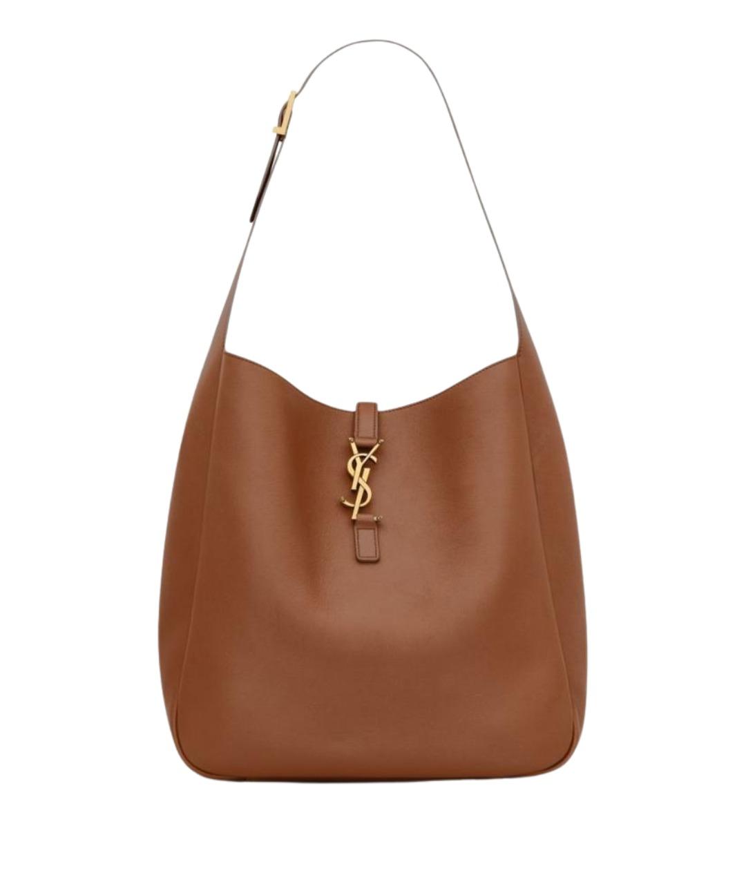 SAINT LAURENT Коричневая кожаная сумка через плечо, фото 1