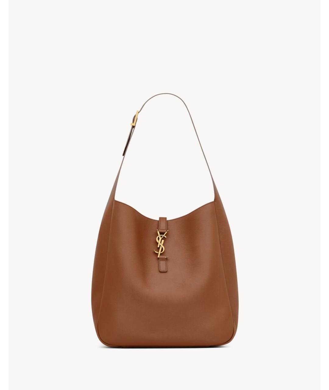 SAINT LAURENT Коричневая кожаная сумка через плечо, фото 6