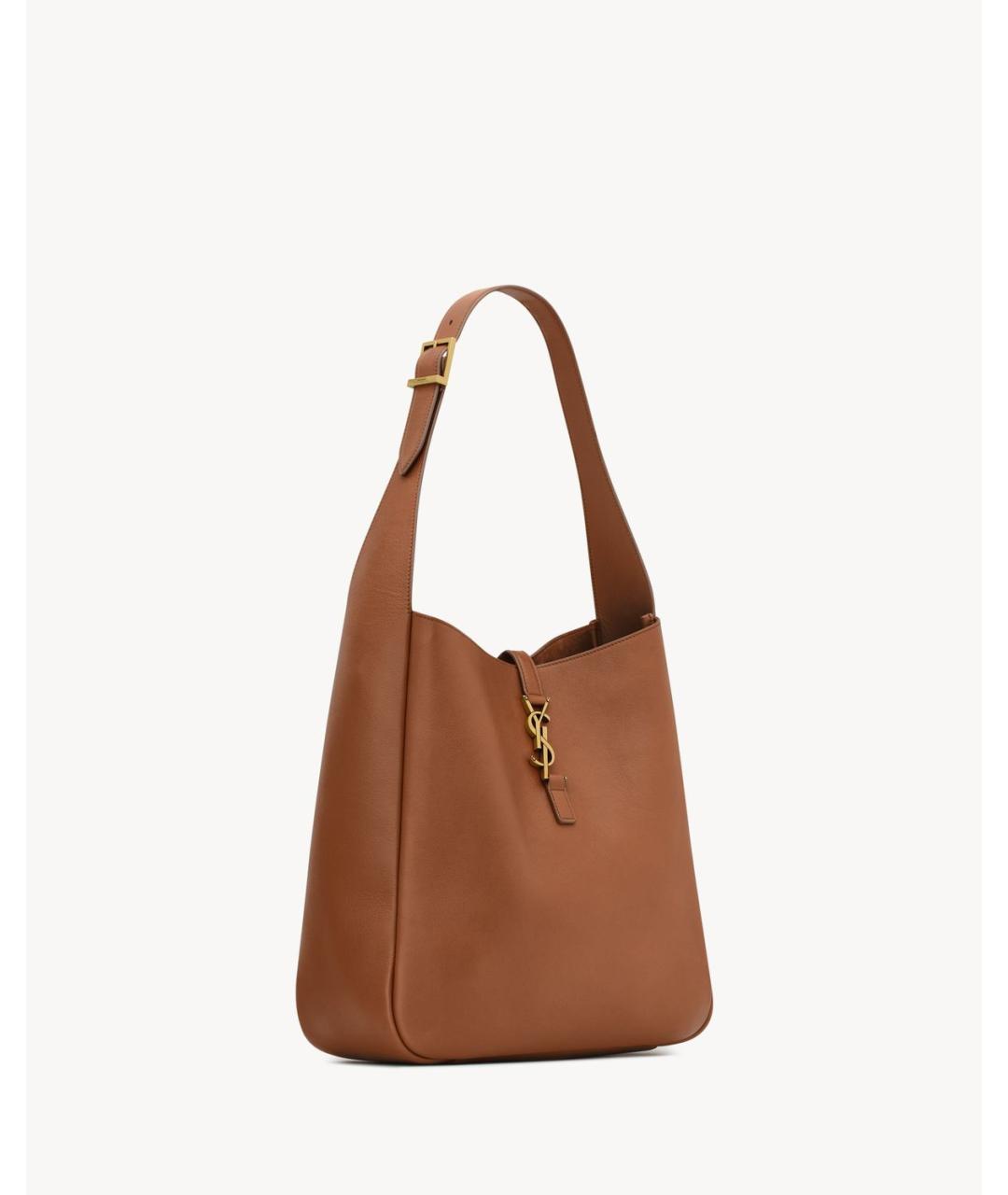 SAINT LAURENT Коричневая кожаная сумка через плечо, фото 4