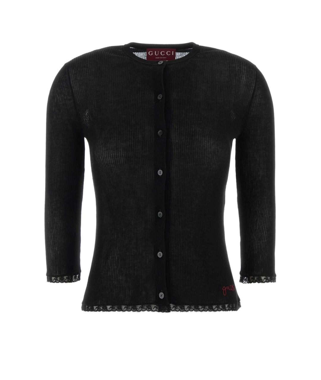 GUCCI Черный хлопковый кардиган, фото 1