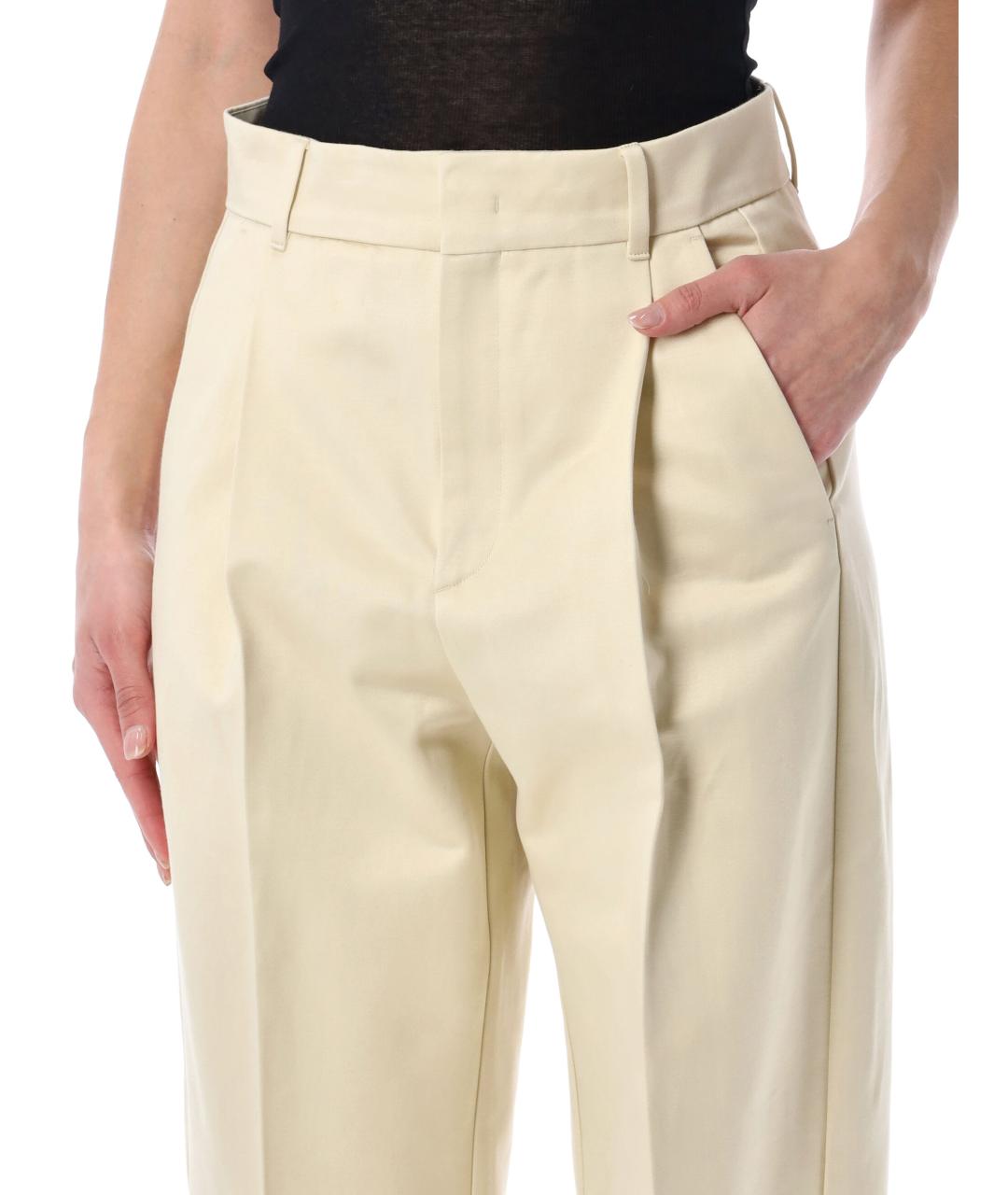 SOEUR Бежевые хлопковые прямые брюки, фото 3