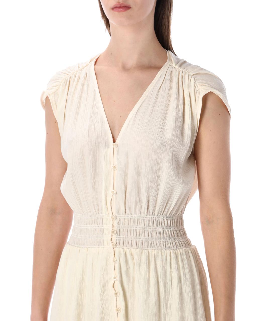 SESSUN Бежевое вискозное повседневное платье, фото 3